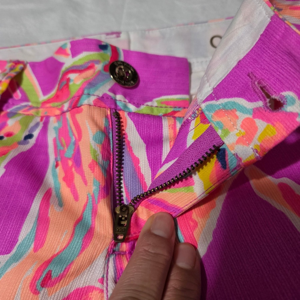 Lilly Pulitzer Callahan Shorts Pink Tropical Floral Cotton Dobby Womens Size 0 - Picture 14 of 14